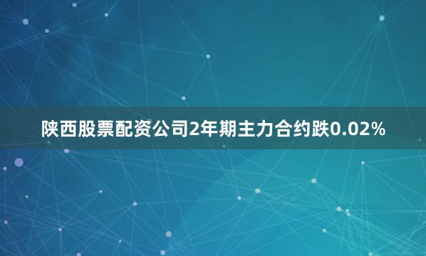 陕西股票配资公司2年期主力合约跌0.02%